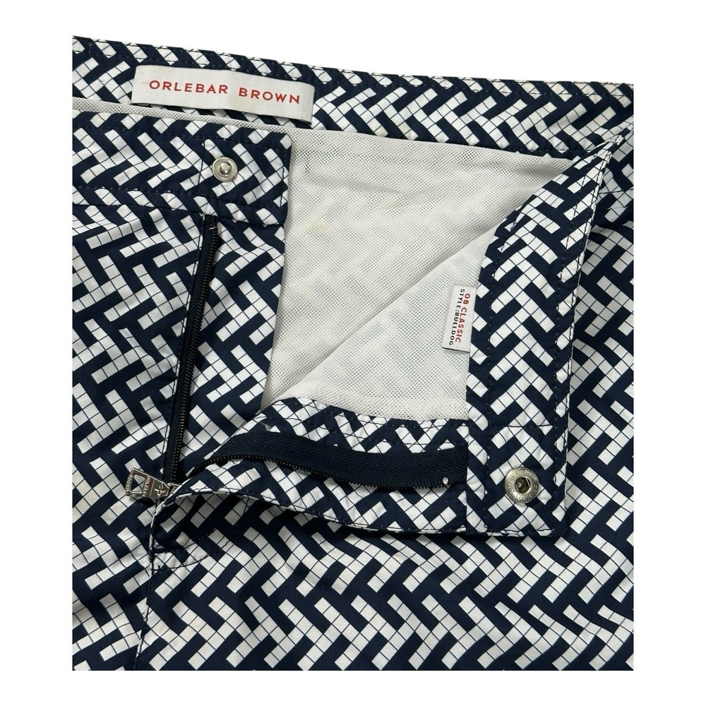 Orlebar Brown Bulldog Maro Navy Cloud Triangle Print Swim Trunks Size 40 - Picture 6 of 16